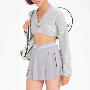 For Love and Lemons Grey Cardigan Cropped Sweater NWT